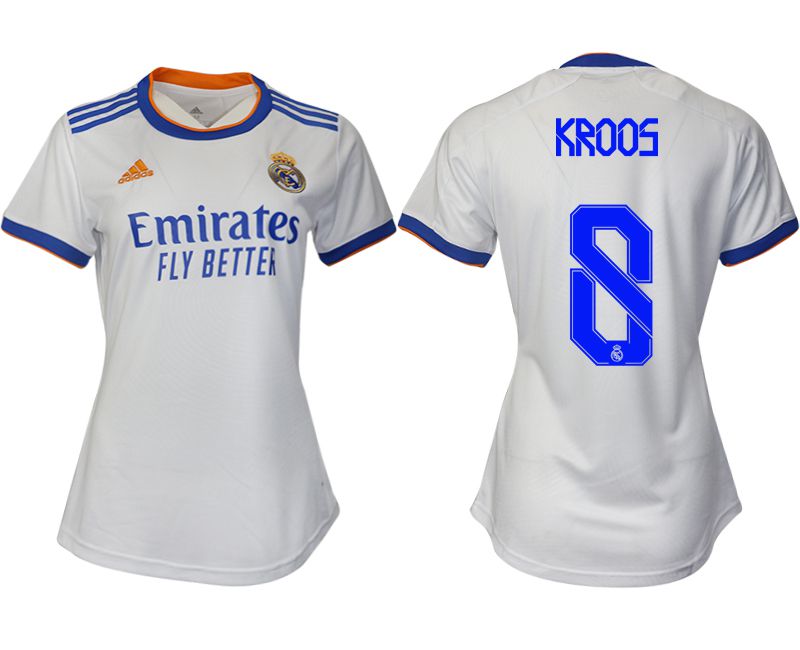 Women 2021-2022 Club Real Madrid home aaa version white #8 Soccer Jerseys